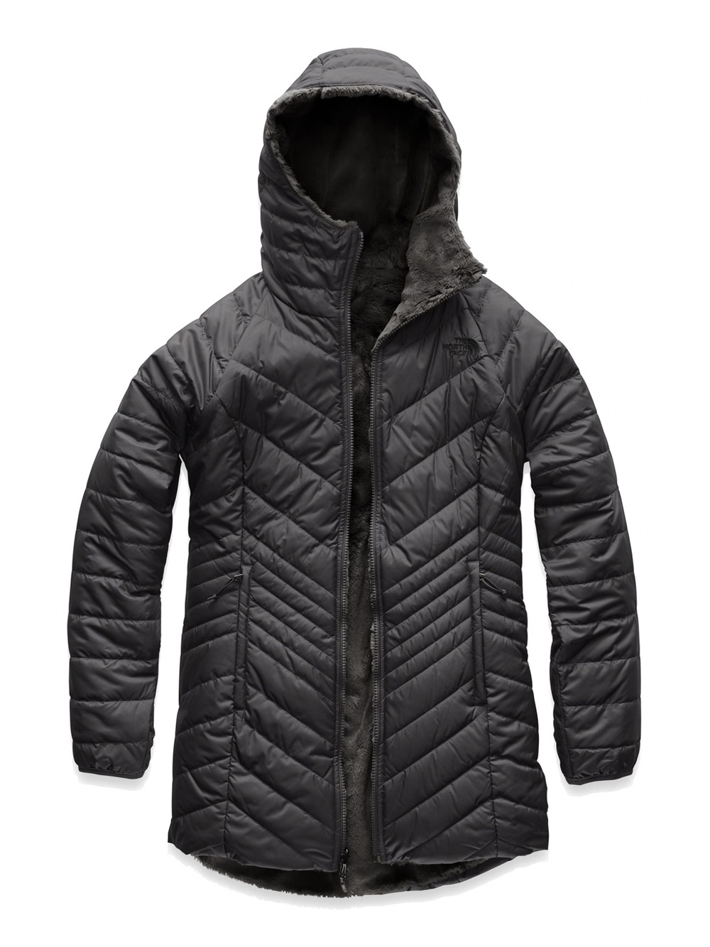 The North Face Women's Charcoal Quilted Hooded Puffer Coat